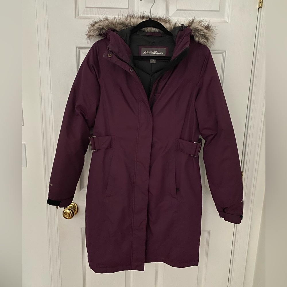 Eddie Bauer Down Stadium Parka in Plum (Orig $399)